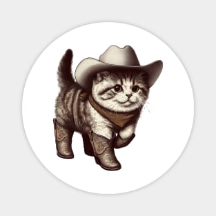 Cute Cowboy Cat with Hat and Boots Magnet